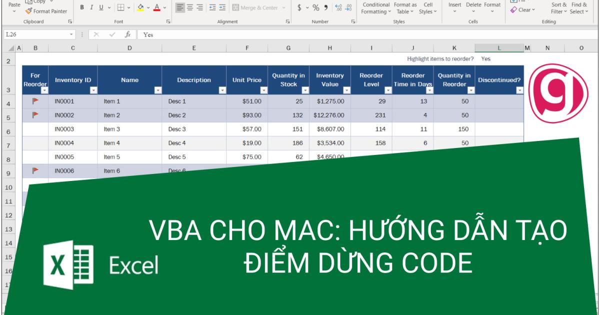 HƯỚNG DẪN TẠO ĐIỂM DỪNG KHI KIỂM TRA CODE TRONG VBA TRÊN MACBOOK